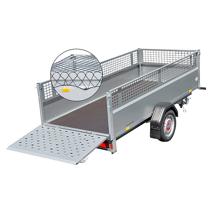 Bakwagen enkelas kantelbaar 251x128cm - incl. loofrekken - 750kg - ongeremd