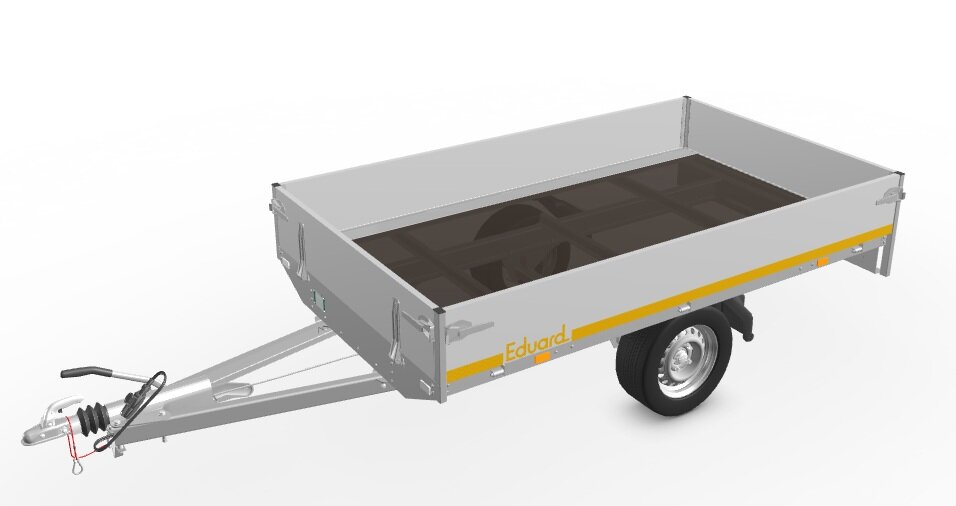 Plateauwagen 251x145cm - 1000kg - geremd 
