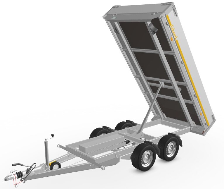 Kipper geremd 311x160cm - 2000kg - met alu borden 30cm - dubbelas