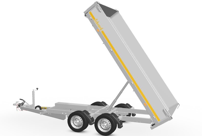 Kipper geremd 311x160cm - 2700kg - met alu borden 30cm - dubbelas