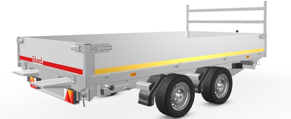 Kipper geremd 330x180cm - 2000kg - met alu borden 30cm - dubbelas - Rijplaten en steunpoten