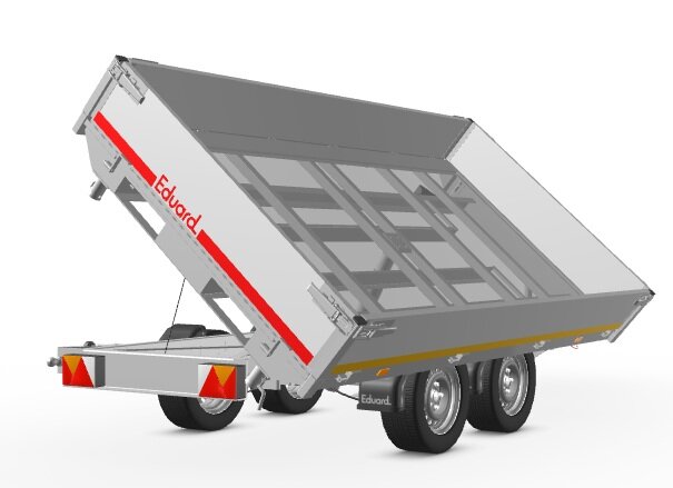 Kipper geremd 330x180cm - 2700kg - met alu borden 30cm - dubbelas - Rijplaten en steunpoten