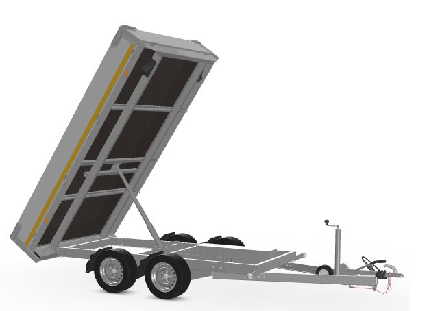 Kipper geremd 311x180cm - 2000kg - met alu borden 30cm - dubbelas