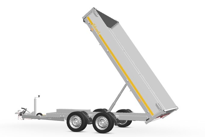 Kipper geremd 311x180cm - 2700kg - met alu borden 30cm - dubbelas