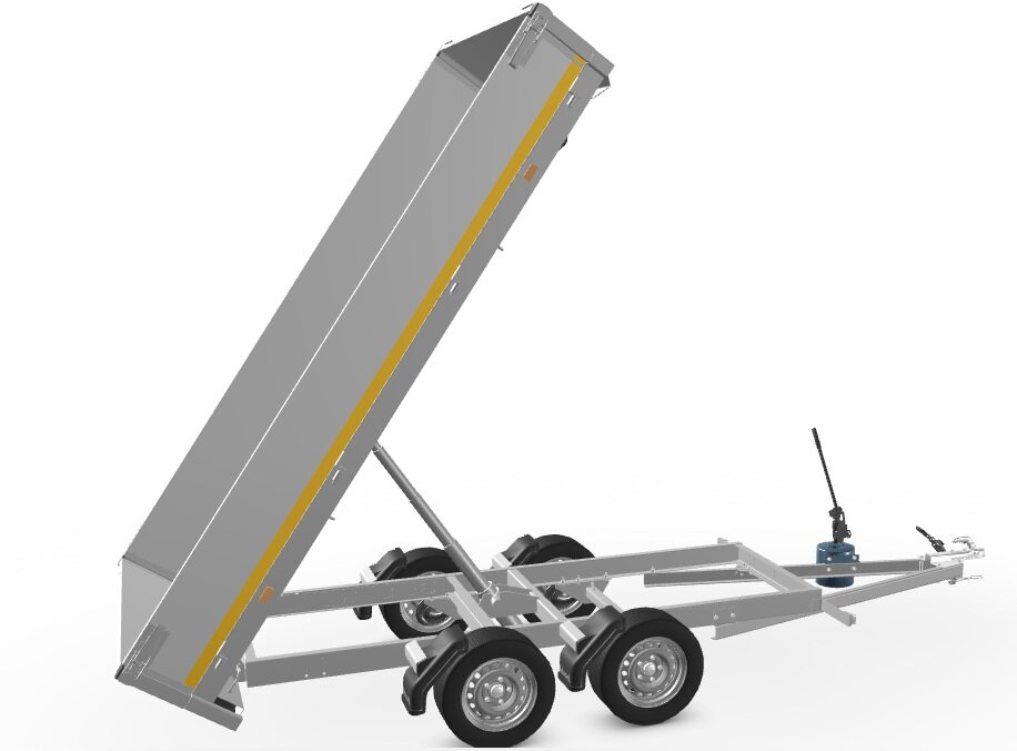 Kipper ongeremd 311x160cm - 750kg - met alu borden 30cm - dubbelas