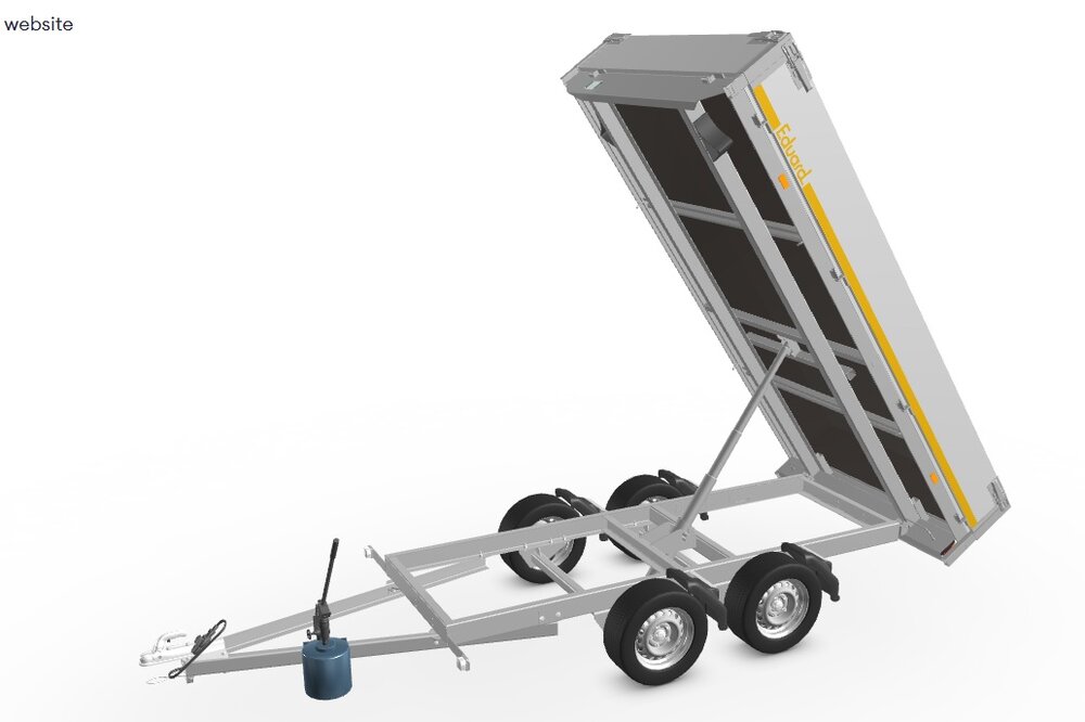 Kipper ongeremd 311x160cm - 750kg - met alu borden 30cm - dubbelas