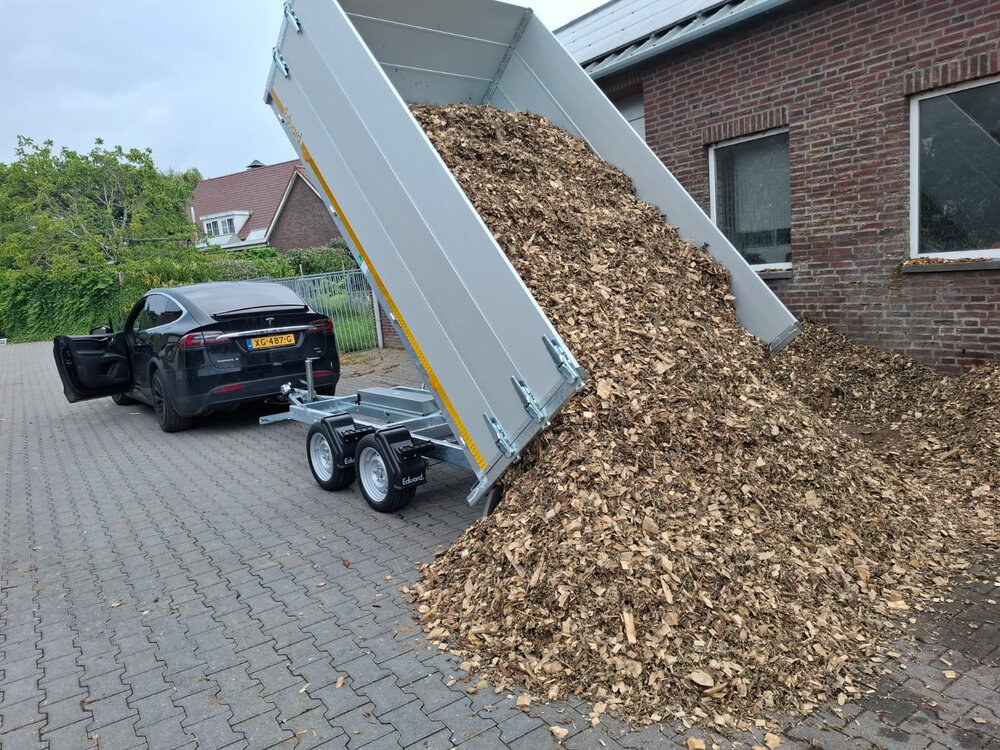 Kipper geremd 330x180cm - 3500kg - met alu borden 30cm - dubbelas - Rijplaten en steunpoten