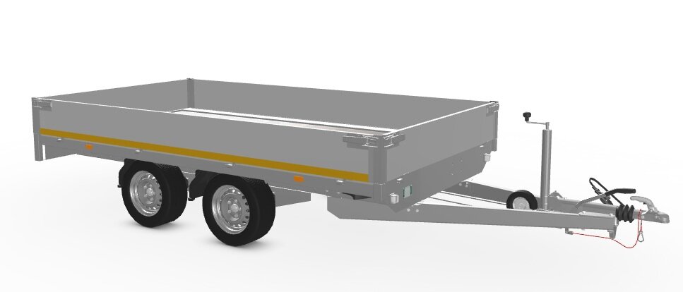 Plateauwagen 330x180cm - 2000kg - geremd 