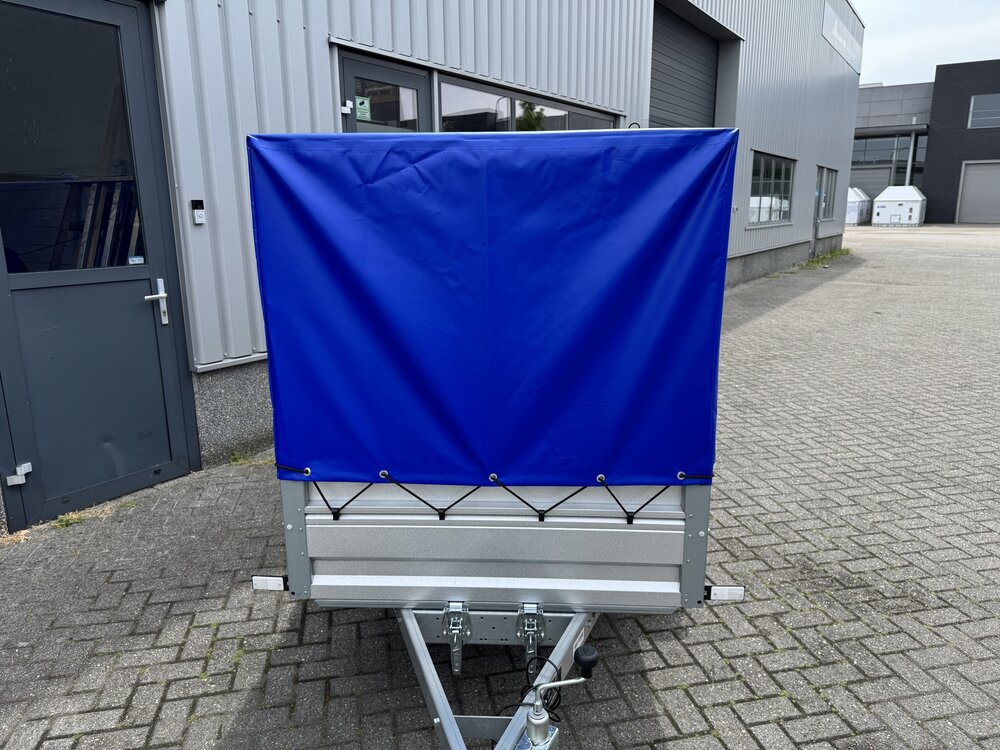 Bakwagen enkelas 208x114cm - 750kg - ongeremd - huif 120cm 