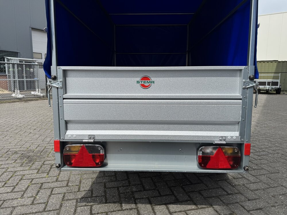 Bakwagen enkelas 208x114cm - 750kg - ongeremd - huif 120cm 