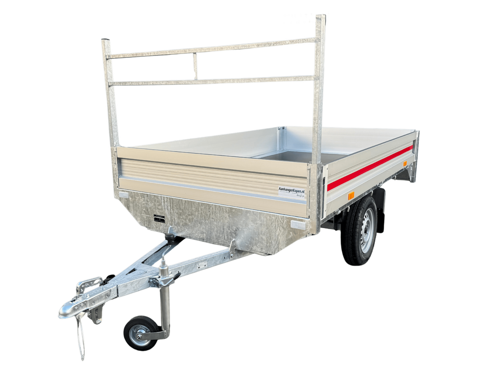Plateauwagen 260x150cm - 750kg - ongeremd - enkelas