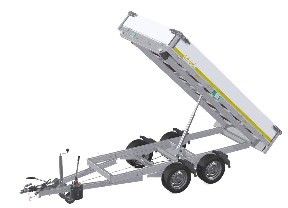 Kipper 311x160cm - 2000kg - dubbelas - geremd - handpomp