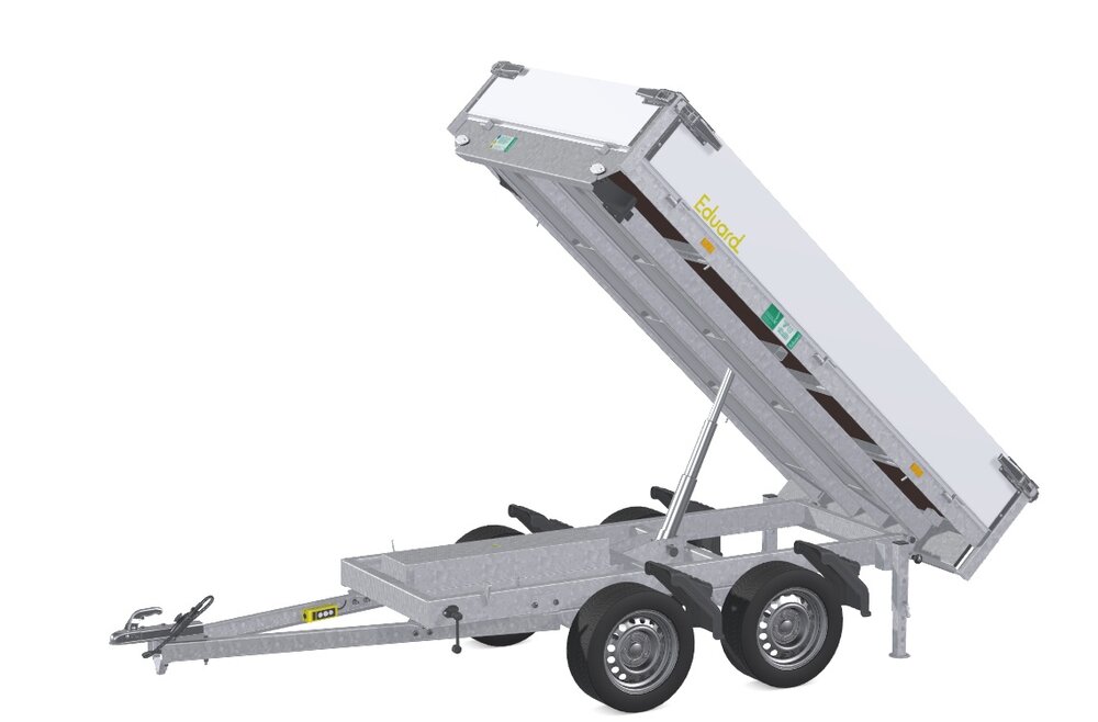 Kipper 256x150cm - 750kg - dubbelas - ongeremd - elektrisch - oprijplaten