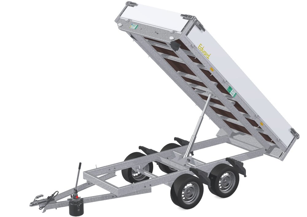 Kipper 310x160cm - 750kg - dubbelas - ongeremd - handpomp