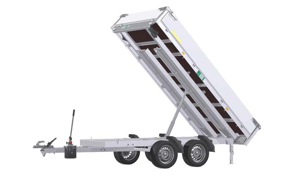 Kipper 310x160cm - 750kg - dubbelas - ongeremd - handpomp - rijplaten