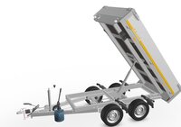 Kipper geremd 256x150cm - 2700kg - met alu borden 30cm - dubbelas