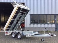 Kipper geremd 330x180cm - 3500kg - met alu borden 30cm - dubbelas - Rijplaten en steunpoten