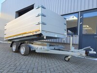 Kipper geremd 330x180cm - 3500kg - met alu borden 30cm - dubbelas - Rijplaten en steunpoten