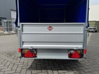 Bakwagen enkelas 208x114cm - 750kg - ongeremd - huif 120cm 