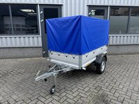 Bakwagen enkelas 208x114cm - 750kg - ongeremd - huif 120cm 