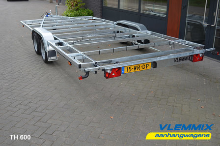 Tiny House dubbelas trailer met platform afmeting 602x244cm en 3500kg as.