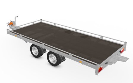 456x200cm autotransporter met rijplaten en lier 