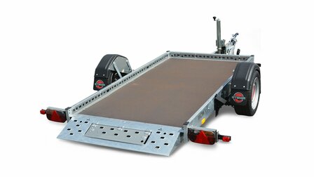 WOM XT afzinkbare motortrailer, ongeremd met 750kg as.
