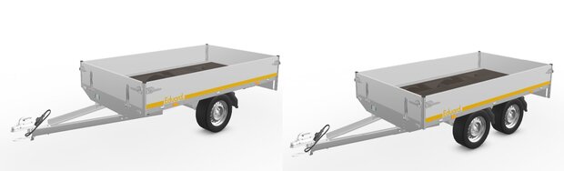 250x140cm enkelas en dubbelas plateauwagen met GRATIS optiepakket