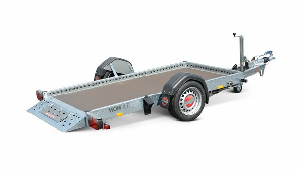 WOM XT afzinkbare motortrailer, ongeremd met 750kg as.
