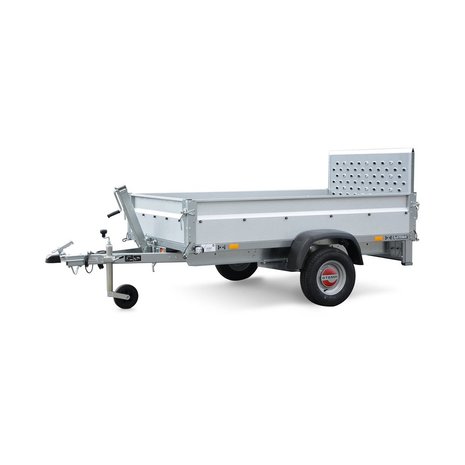 Deze kantelbare bakwagen is multifunctioneel, afmeting 251x128cm met as van 750kg 