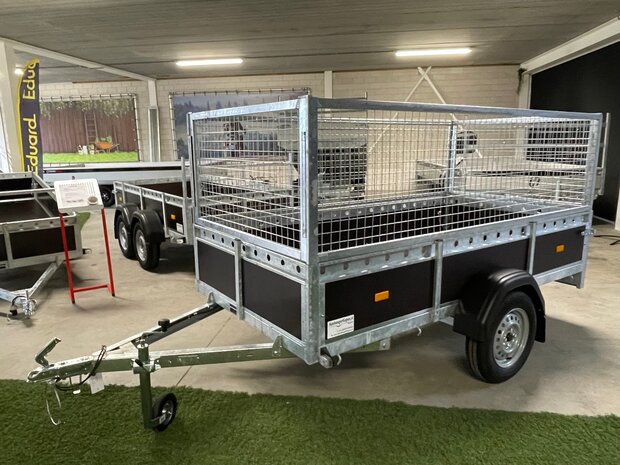 Bakwagen enkelas 257x132cm - incl. loofrekken - 750kg - ongeremd