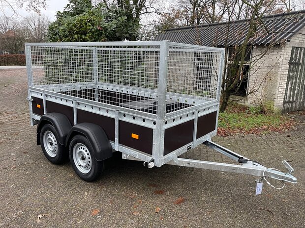 Bakwagen dubbelas 257x132cm - incl. loofrekken - 750kg - ongeremd