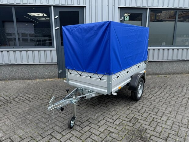 Bakwagen enkelas 208x114cm - 750kg - ongeremd - huif 120cm 