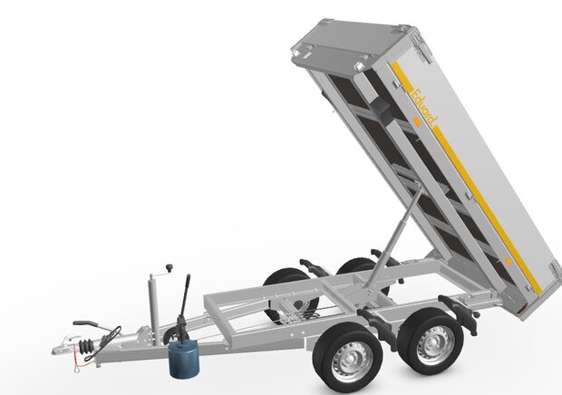 Kipper geremd 256x150cm - 2700kg - met alu borden 30cm - dubbelas