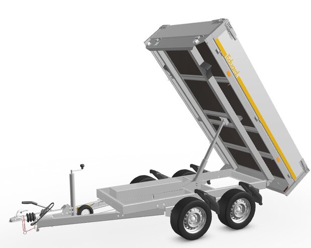 Kipper geremd 256x150cm - 2700kg - met alu borden 30cm - dubbelas