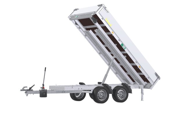Kipper 310x160cm - 750kg - dubbelas - ongeremd - handpomp - rijplaten