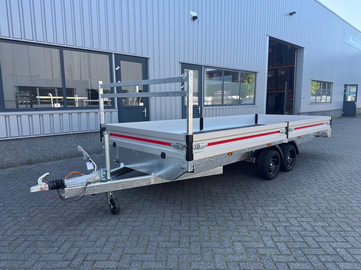614x208cm dubbelas  2000kg - 2700kg - 3500kg  geremde plateauwagen 