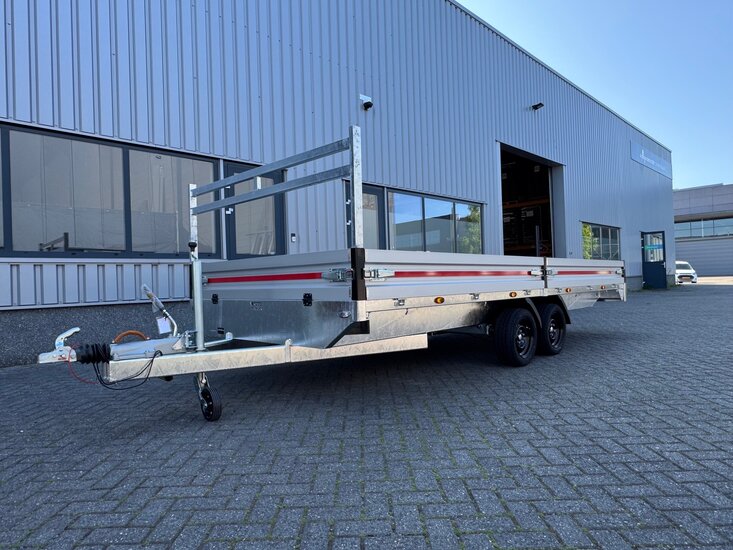 614x208cm dubbelas  2000kg - 2700kg - 3500kg  geremde plateauwagen 
