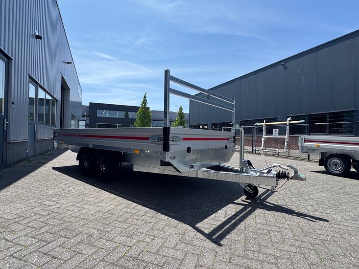 414x208cm dubbelas  2000kg - 2700kg - 3500kg  geremde plateauwagen 