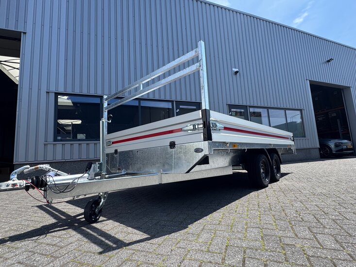 414x188cm dubbelas  2000kg - 2700kg - 3500kg  geremde plateauwagen 