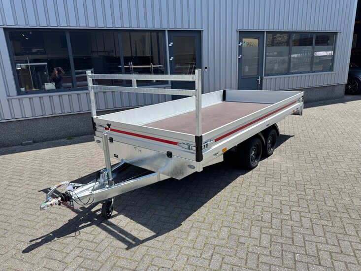 414x188cm dubbelas  2000kg - 2700kg - 3500kg  geremde plateauwagen 