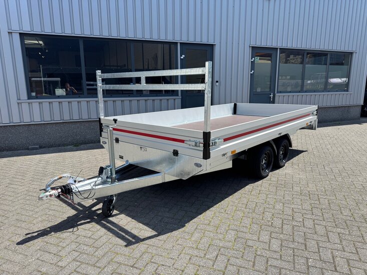 414x188cm dubbelas  2000kg - 2700kg - 3500kg  geremde plateauwagen 
