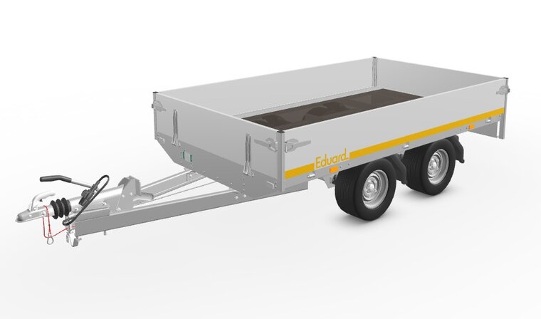 Plateauwagen geremd 251x145cm - 2000kg - met alu borden 30cm