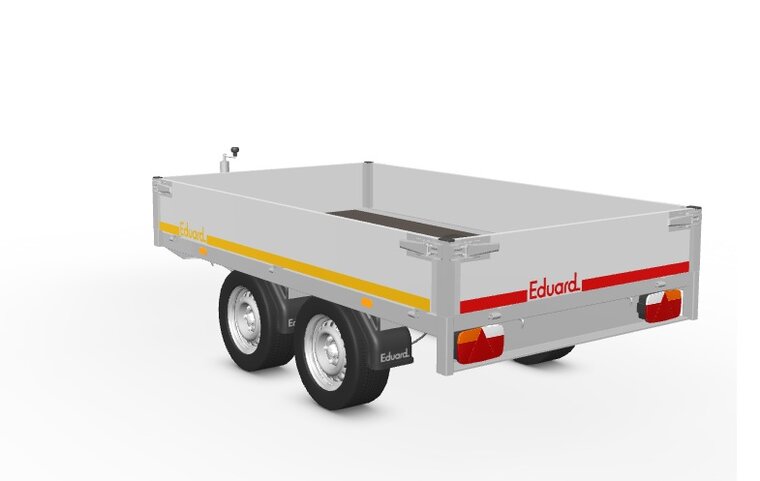 Plateauwagen geremd 256x150cm - 2700kg - met alu borden 30cm