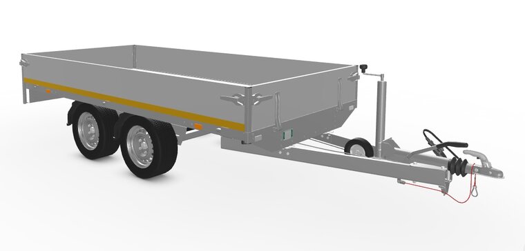 Plateauwagen geremd 306x153cm - 2000kg - met alu borden 30cm