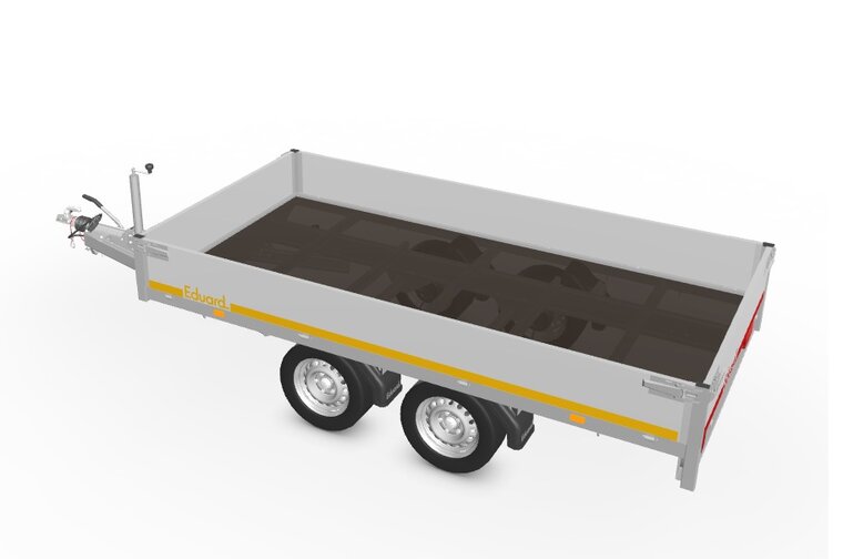 Plateauwagen geremd 311x160cm - 2000kg - met alu borden 30cm