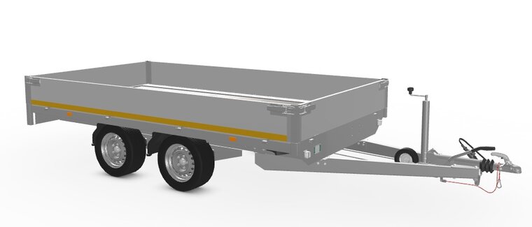Plateauwagen geremd 330x180cm - 2700kg - met alu borden 30cm