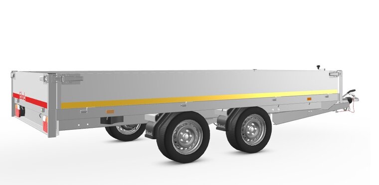 Plateauwagen geremd 356x180cm - 2700kg - met alu borden 30cm