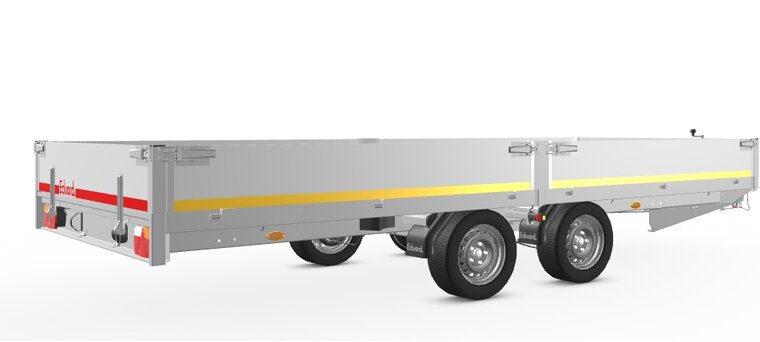 Plateauwagen geremd 456x200cm - 3500kg - met alu borden 30cm