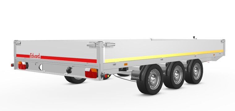Plateauwagen geremd 406x220cm - 3500kg - met alu borden 30cm